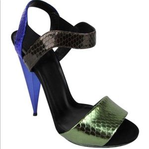 Gucci Multi-color 1261 Liberty Colorblock Metallic Python Sandal